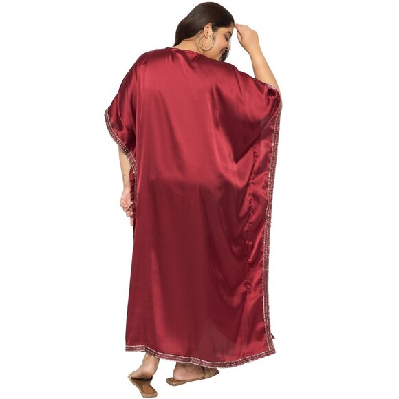 Gypsie Blu Kaftan Dress for Women Satin Sequences Gown Dresses for Stylish Maxi - Picture 6 of 7